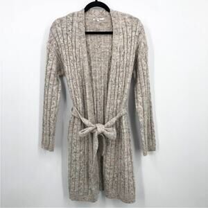 Tularosa Angora Blend Ribbed Knit Belted Cardigan Gray Size small Long Sleeve